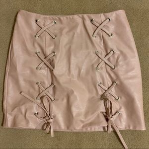Light pink faux leather skirt